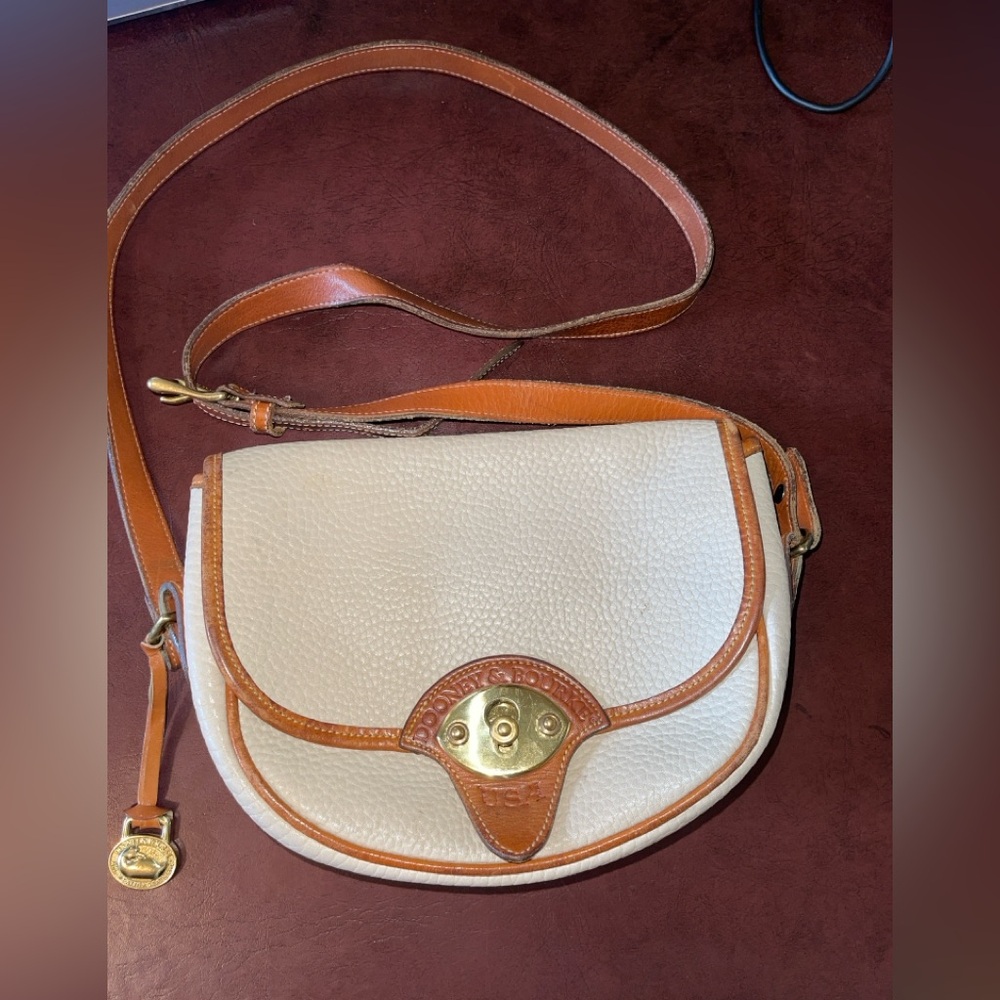 Dooney Bourke Small Cavalry Trooper AWL Bone British Tan Vintage 1994 EUC preppy